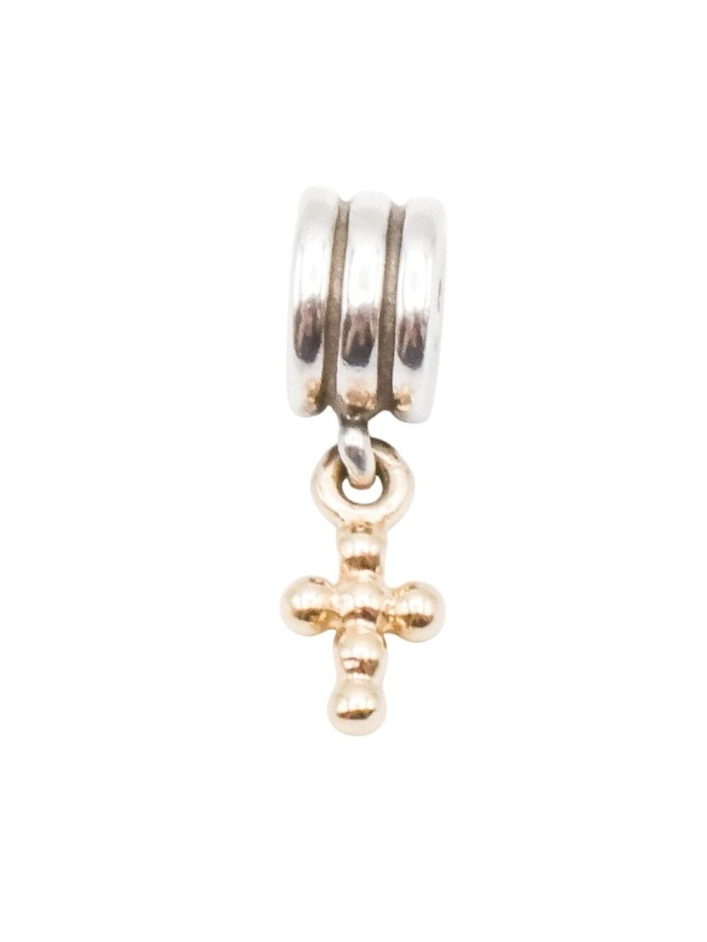 Pandora 14K Yellow Gold Cross Sterling Silver Dangle Charm - Retired